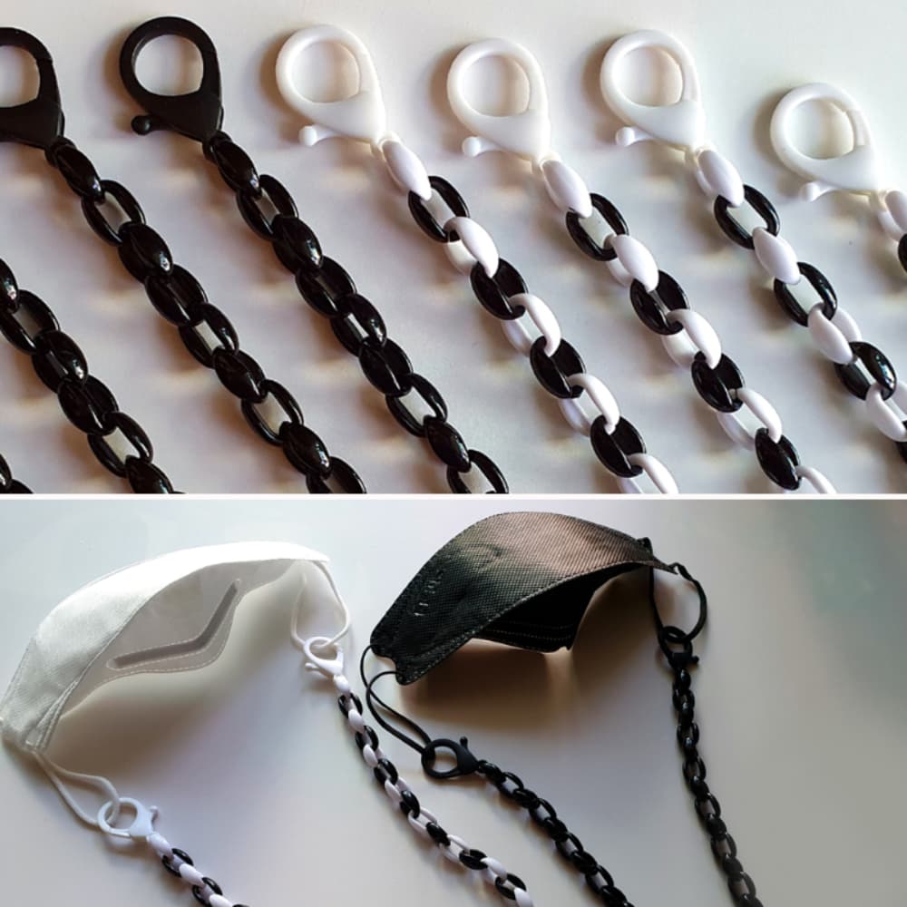 1+1 Black & White Mask Strap Chain Mask Necklace Holder