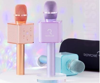 Royche Bluetooth Microphone Violet/Peach/Mint + Mini Mirror ball