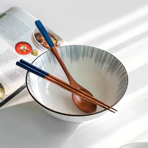 Wooden Spoon Chopsticks Sets Korean Dinnerware Combinations Chopsticks and Spoons Set for Home Kitchen or Restaurant (4 Pairs) 2