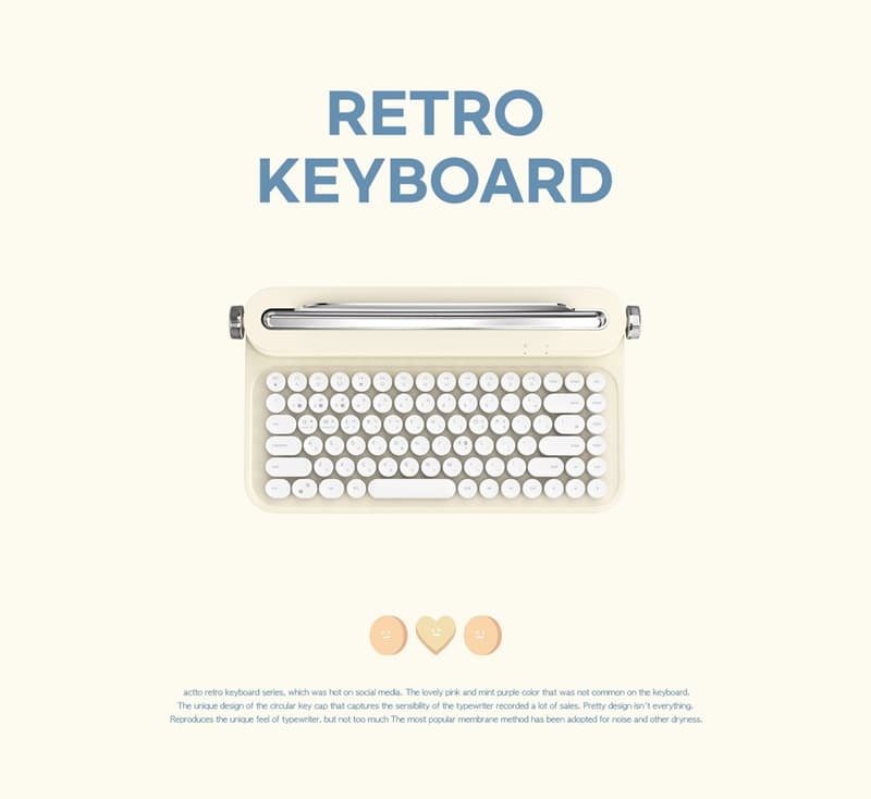 [ACTTO] B305 Korean Keyboard Retro Bluetooth Keyboard 5 Colors