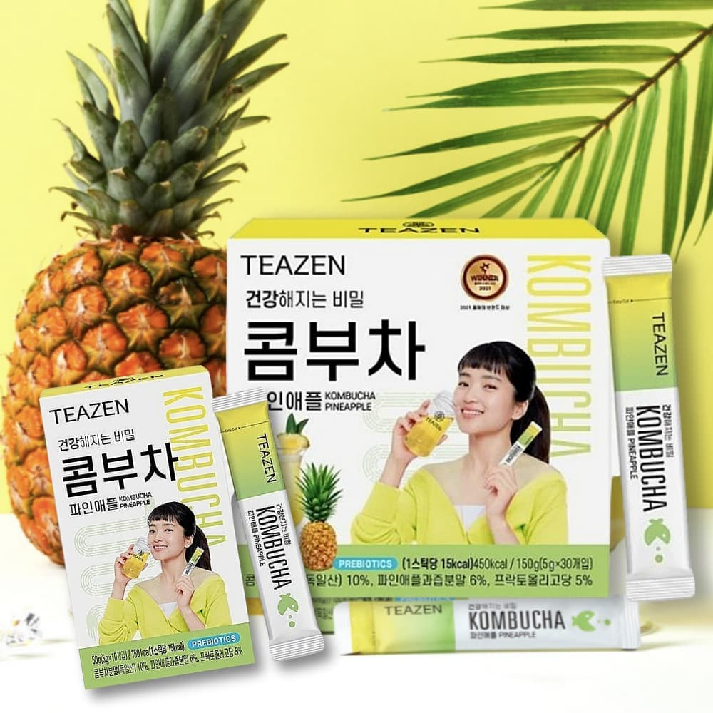 TEAZEN Kombucha Pineapple Prebiotics No Sugar 10P/30P