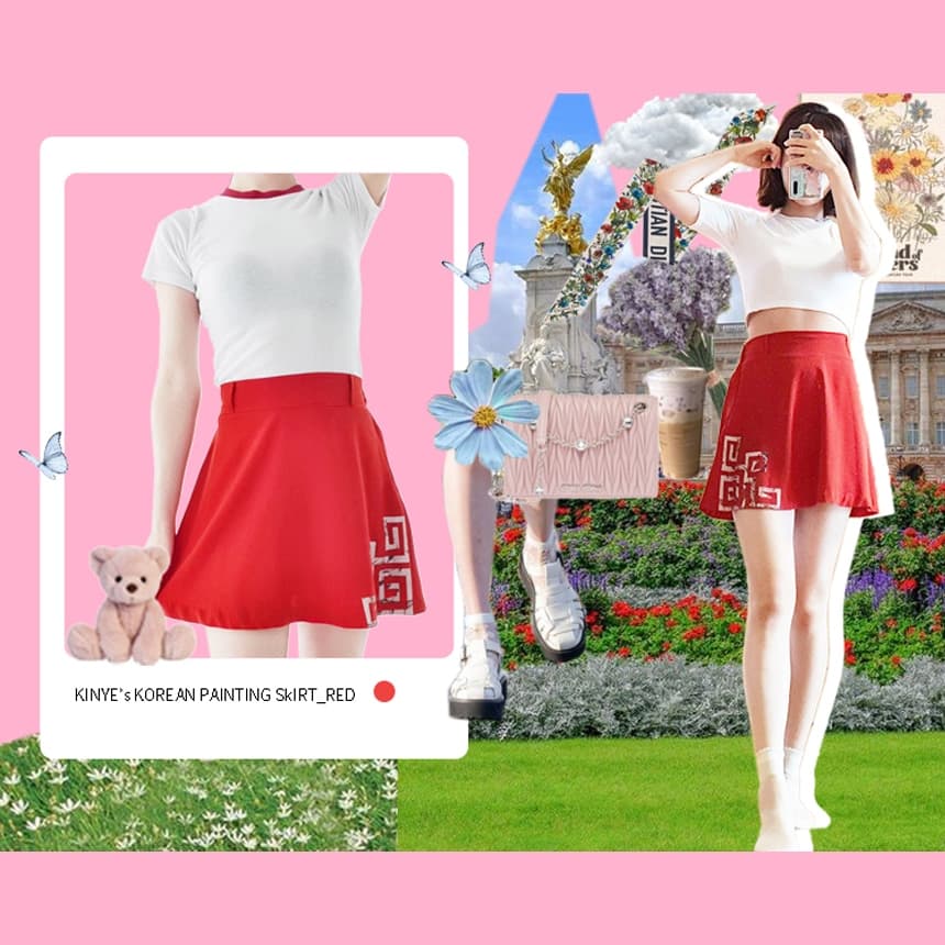 (KINYE_SK) Korean painting skirt - Red 2