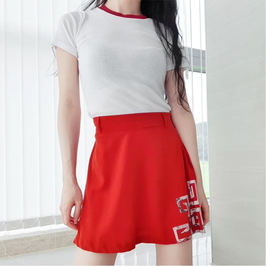 (KINYE_SK) Korean painting skirt - Red 6