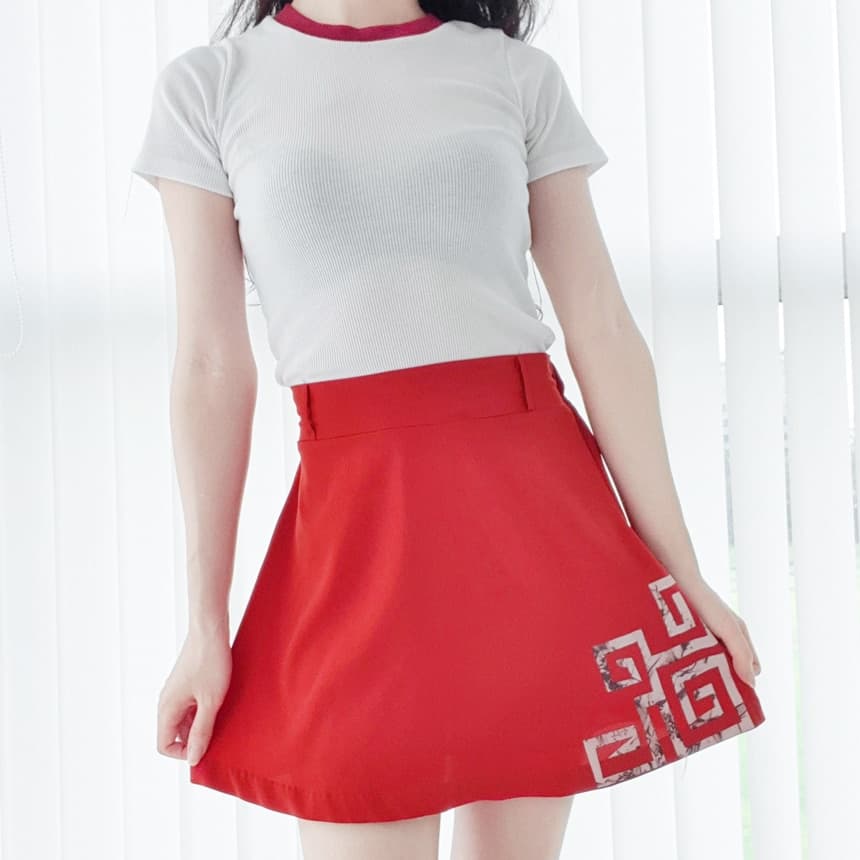 (KINYE_SK) Korean painting skirt - Red 4