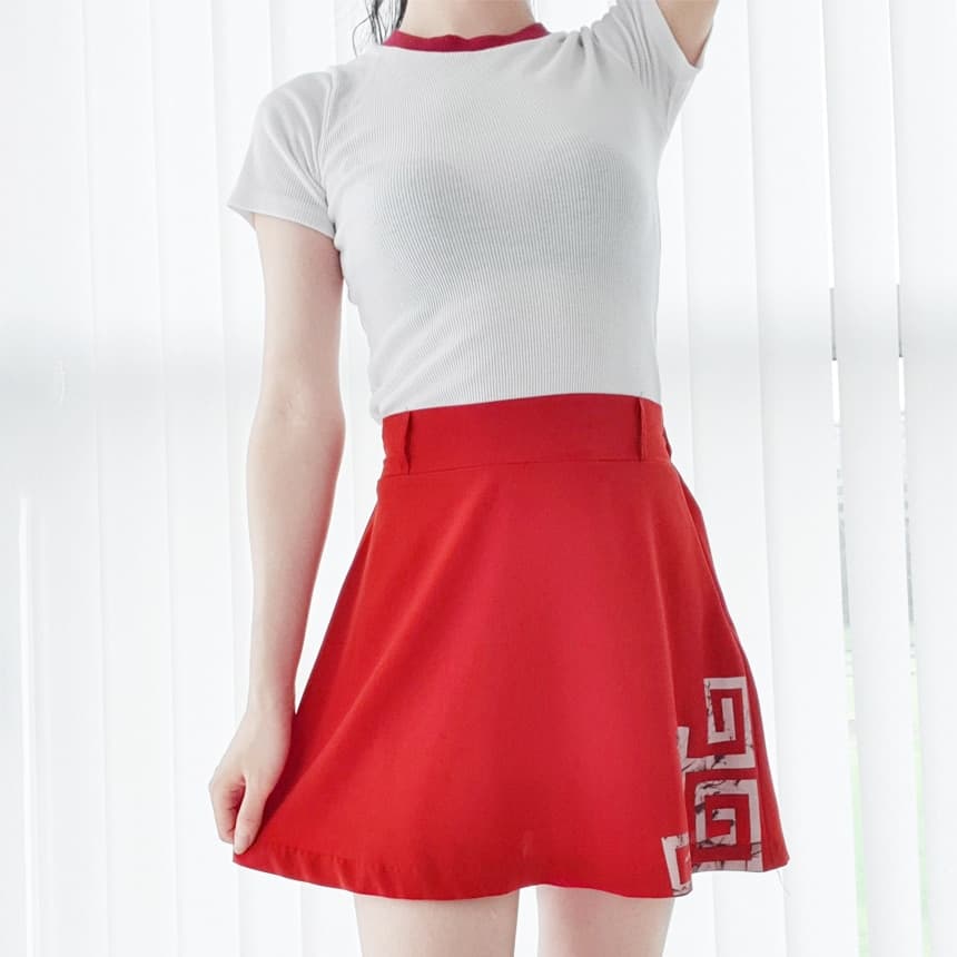 (KINYE_SK) Korean painting skirt - Red 5