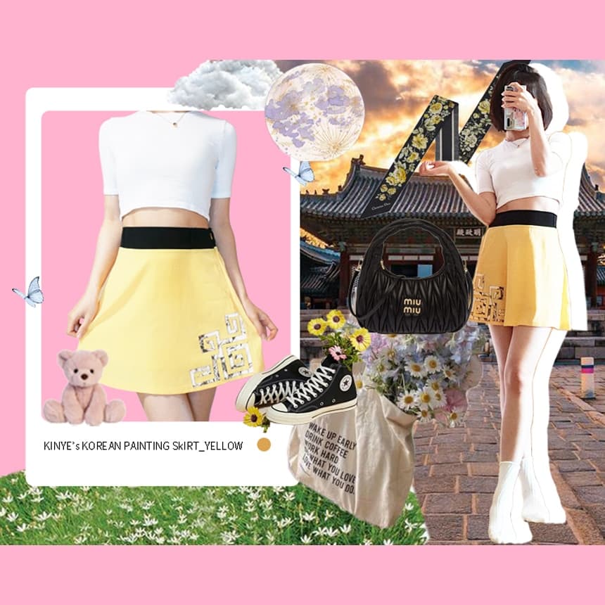 (KINYE_SK) Korean panting skirt - Yellow 2