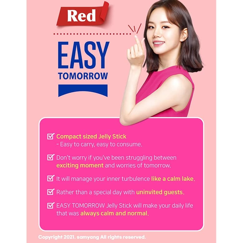 [Q ONE] QONE EASY TOMORROW Hangover refreshing Jelly Stick RED ( Pear & Apple )18g × 10P / Yellow ( Mango ) 18g × 10P , Hangover Relief , Hangover Cure, Hangover, Samyang 6