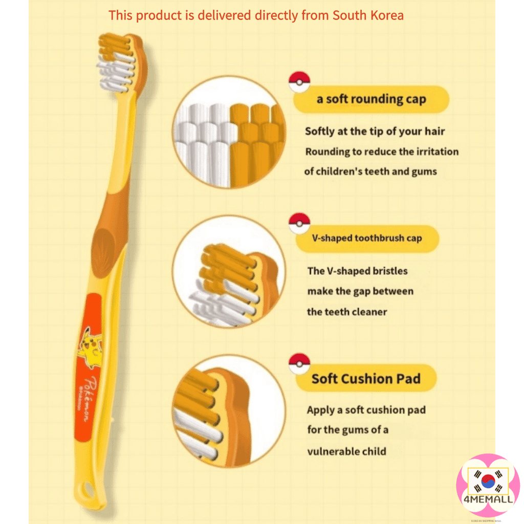 Perioe Kids 3 Step Children's Toothbrush 12pcs (Pikachu/ Piplup ) 3 to 13 years old Pokemon Kakao Kids Dental 4