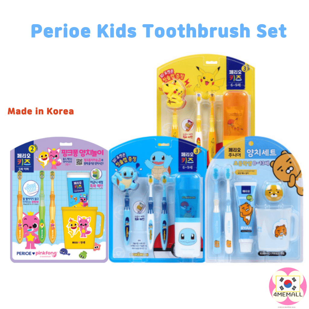 Perioe Kids Toothbrush Set Step 2 Step 3 Step 4 Age 3 to 13 Pinkfong Pokemon Ryan Baby Toothbrush Toddler Toothbrush Junior Toothbrush Kids Toothbrush Kids Dental care 2
