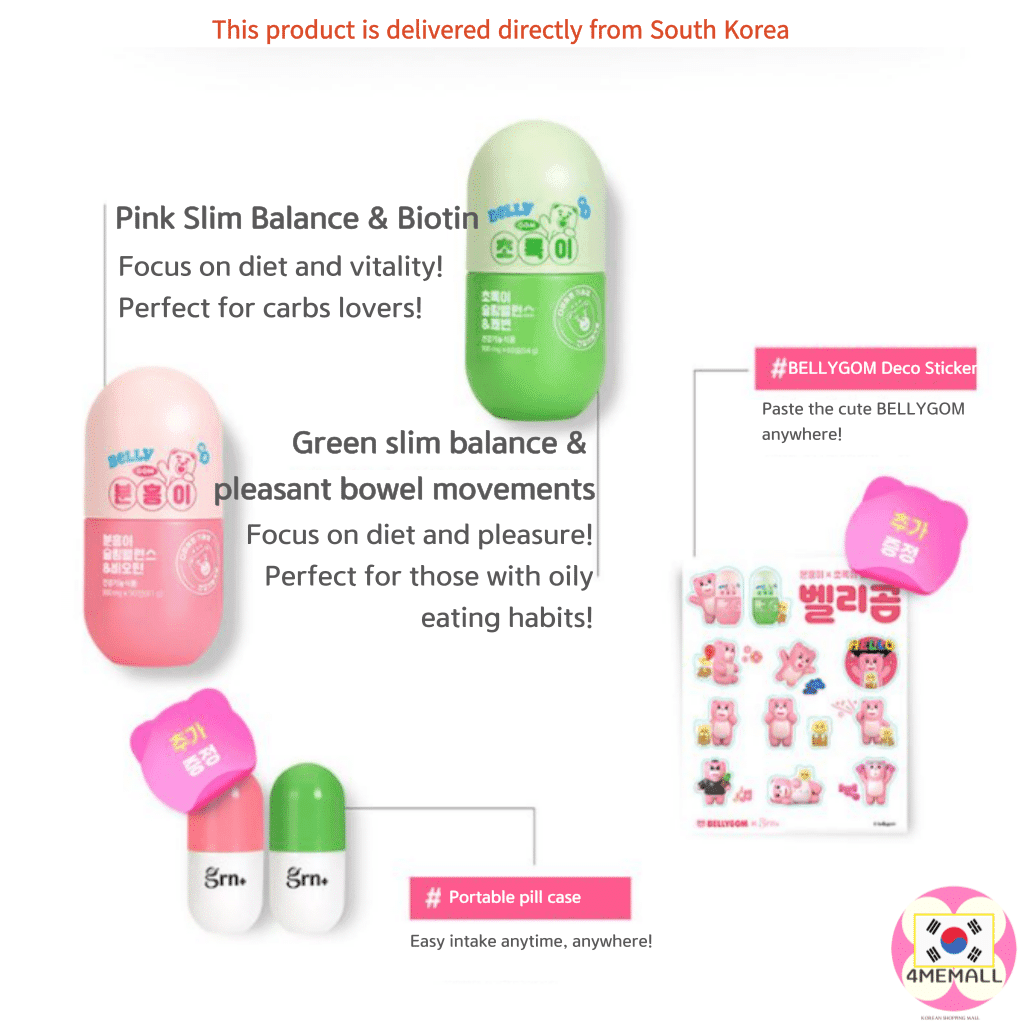 [GRN] Bellygom X GRN Collaboration Slim Balance Pink Green 1SET Diet Weight Loss 5