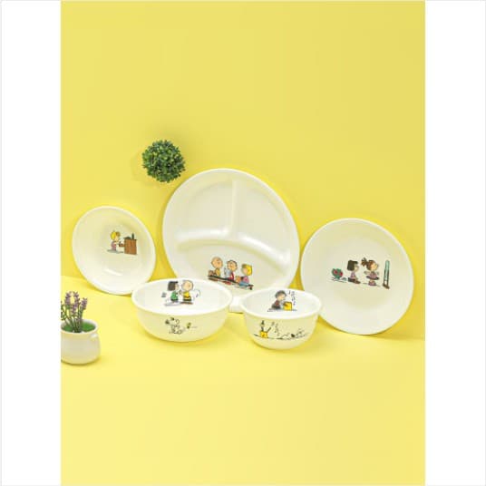 Corelle x Peanuts Snoopy The Home Brunch 5p Set/Corelle USA set/ /Triple Plate,Bowl,USA,Lucy,Charlie/Dinnerware Corelle set/Snoopy Plate/Snoopy Square Plate/ Snoopy Kitchen /Corelle Square Plate/Corelle Dining Sets/Peanuts Kitchen/Snoopy Large Plate /Corelle set 2