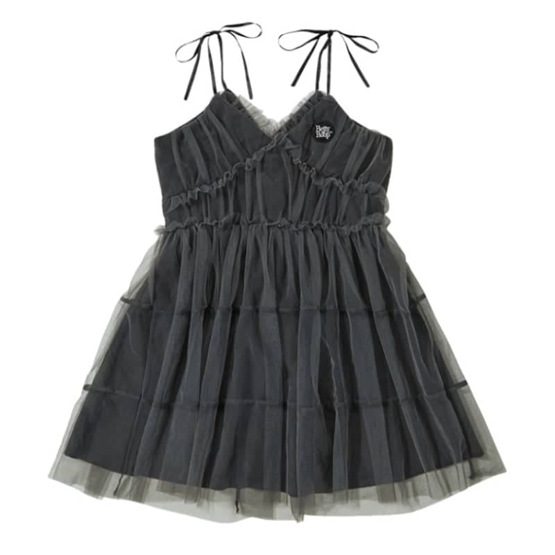 ULKIN CANVAS / Bettyboop Lace Layered Frill Mini Dress_Black