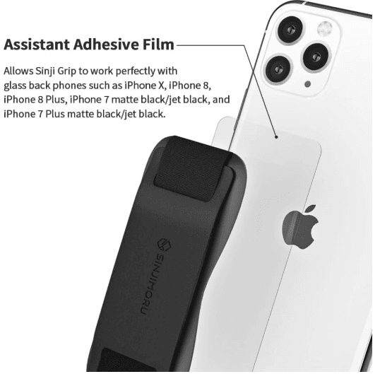 Phone Black Grip with Silicone Band – Comfortable One-Hand Holder &amp; Kickstand for Smartphones, Tablets, and eReaders for iPhone, Android, and Kindle Grip Silicone Black (Copy) 4