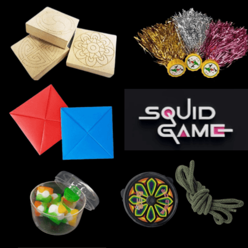Squid Game2 Ep.4 Six legs game Set Ddakji Gong-gi Spinning top Jegi Flying stone