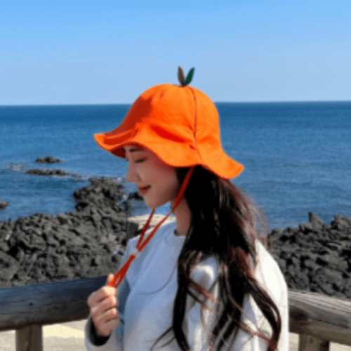 Jeju Island Tangerine Wrinkle Hat Jeju Handmade Unique + Cute Hot Item 62cm