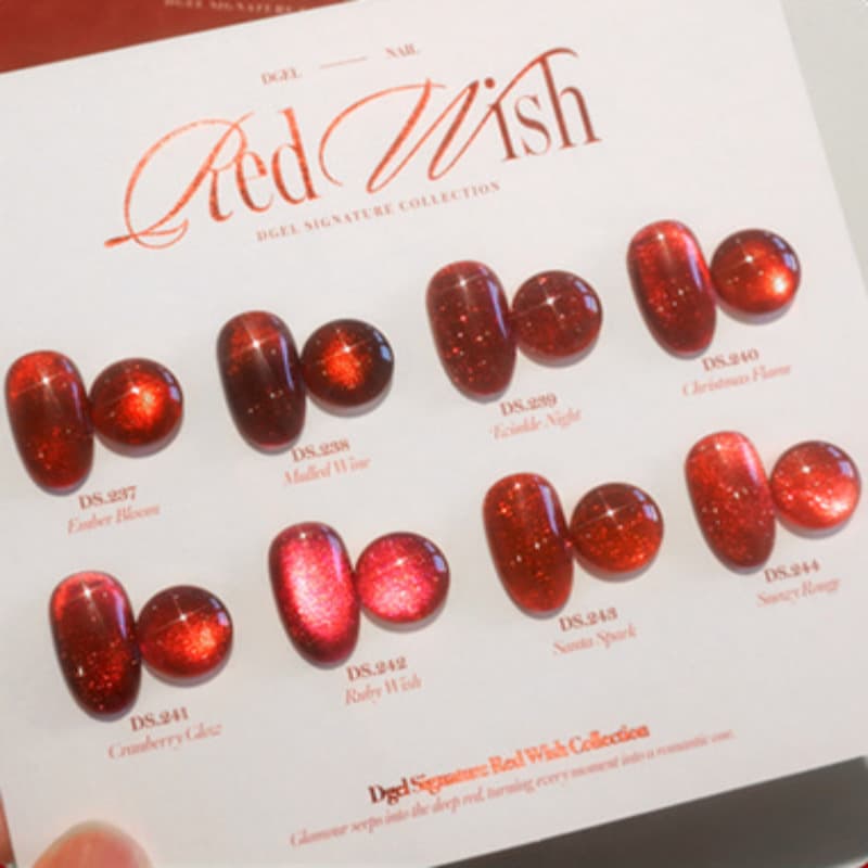 D GEL / RED WISH 8 SET / Glitter gel / Nail