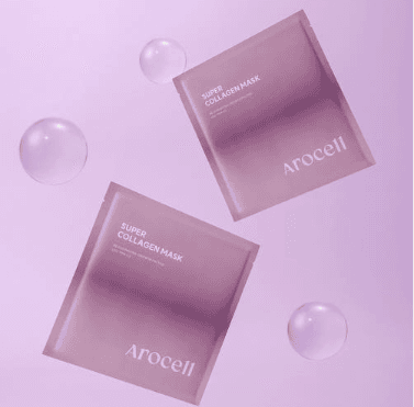 AROCELL Super Collagen Mask 12 Facial Sheet 5,000,000ppb Overnight Dual Matrix Hydrogel Masks with Low Molecular Weight Collagen for Elasticity Hydrating Anti-Aging Cooling Korean Skincare, 43g x 12ea 3