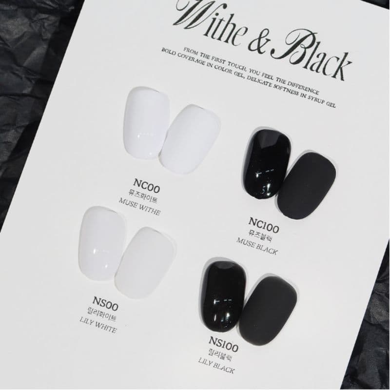 FIOTE / White & Black Color Gel Syrup gel 4 Set / Nail