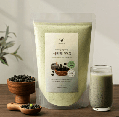 Instant Black Soy Milk Powder – Korean Seoritae Black Bean Powder, 99.3% Black Soybeans, 500g