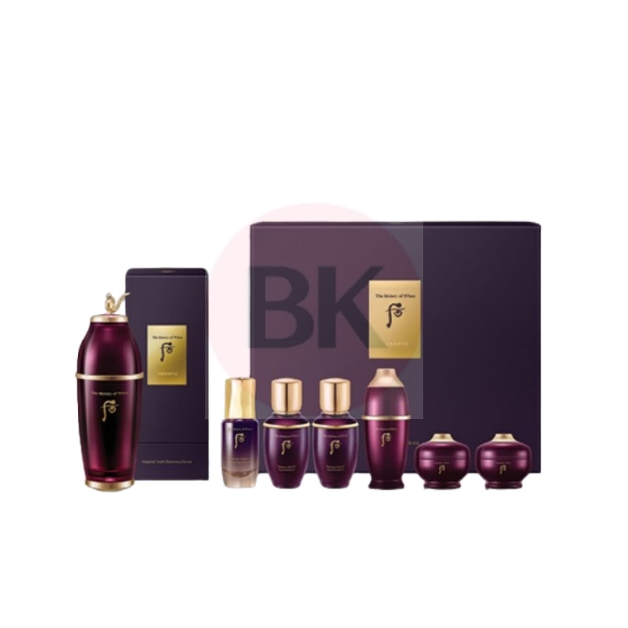 THE WHOO Whanyu Jinaek Essence Special Set with Whanyu Jinaek Essence 50ml, First Serum 15ml, Balancer 25ml, Lotion 25ml, Cream 25ml, and deluxe mini 3pcs
