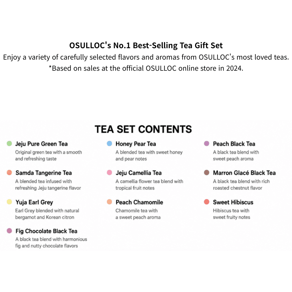 OSULLOC Premium Tea Collection 10 Flavors Tea Set Contents