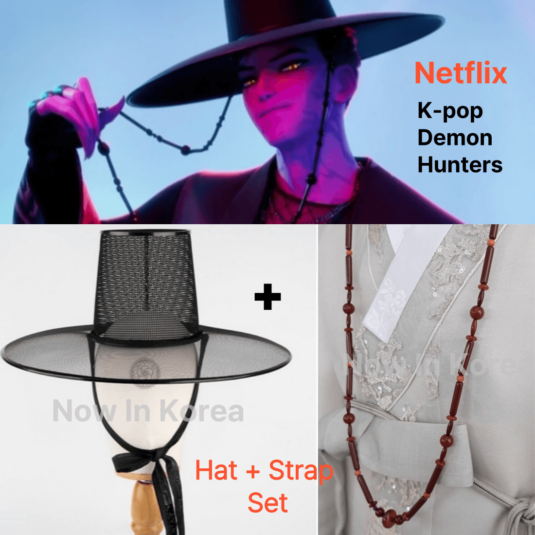 Korean Traditional One layer Hat (Gat) + Brown Strap Handmade Korea